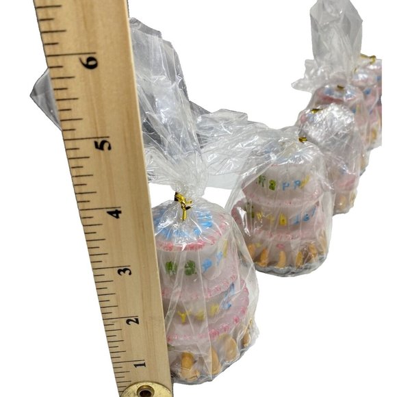 Happy Birthday Cake Candles Lot 6pc Set Pink Tier Cake Candle for Parties - Picture 10 of 12